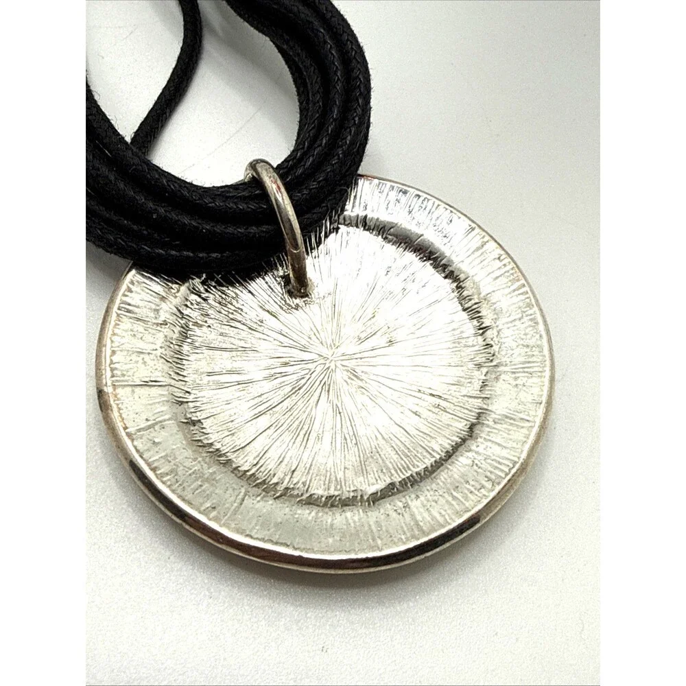Vintage St. Thomas Pendant Necklace Ornate Amulet Multi Strand Black Cord 20”